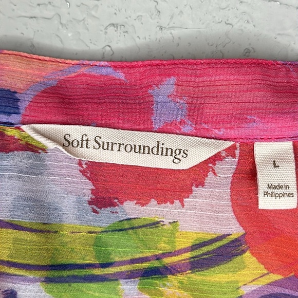 Soft Surroundings Sheer Multicolor Summer Festival Tunic Button Down Size L - Picture 11 of 16